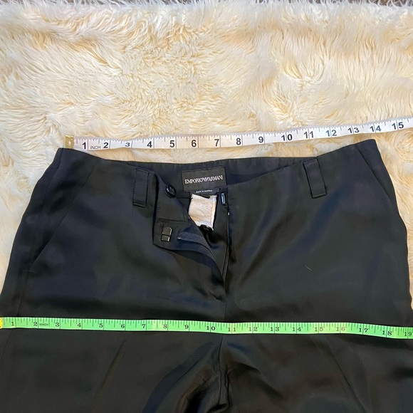 EMPORIO ARMANI Satin Loose Fit Black Pants Size 6 - Picture 7 of 8